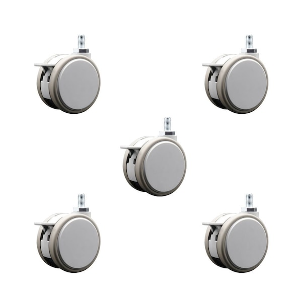 Service Caster 3 Inch MRI Safe Casters with Brakes, 3/8 Inch Threaded Stem, Set of 5, SCC, 5PK SCC-TS02S75-TPR-GRY-B-381634-MRI-5 - main